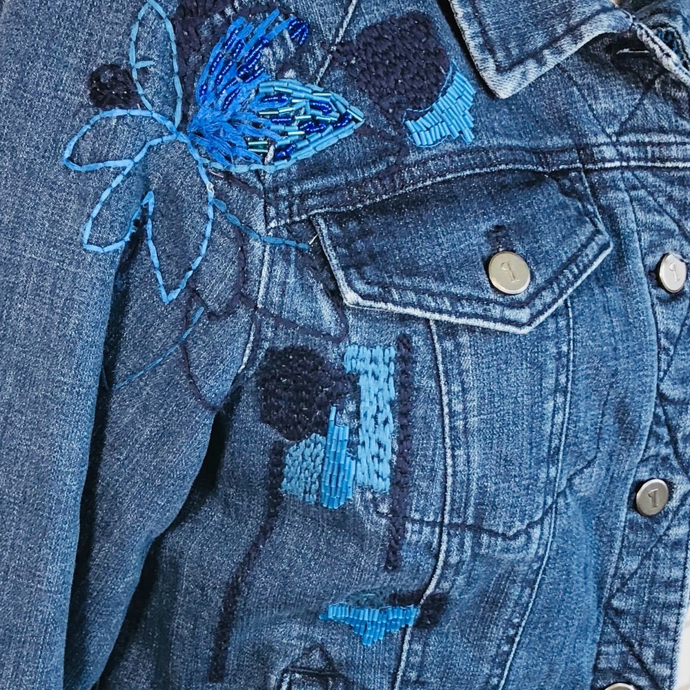 Anthro Pilcro Sequined Denim Jacket Size XL - Picture 6 of 8